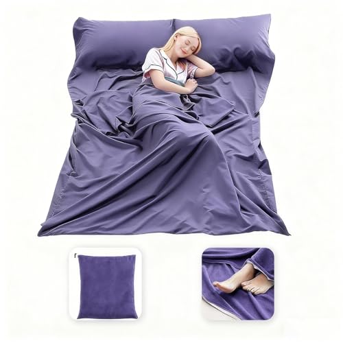 Sleeping Bag Liner, Compact Travel Sheets for Hotel Hostel - color: Grey Blue, size: 82.7" X 70.9"