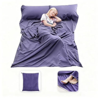 Sleeping Bag Liner, Compact Travel Sheets for Hotel Hostel - color: Grey Blue, size: 82.7" X 70.9"