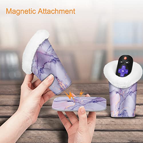 FINTIE Plush Lined Double Eyeglasses Holder with Magnetic Base for Desk - color: Lilac Marble