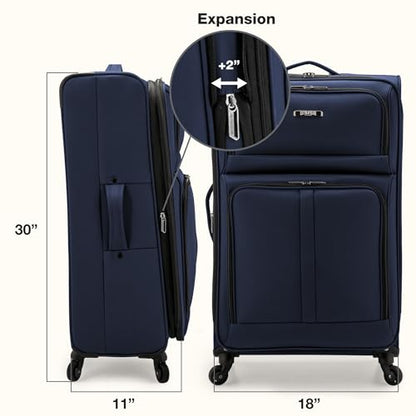 U.S. Traveler Anzio Softside Expandable Luggage with Spinner Wheels, Navy, 30-Inch Large - color: Navy, size: 30-Inch Large