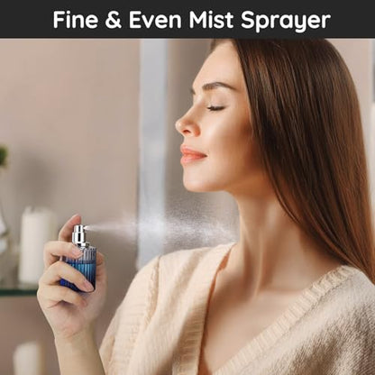 Segbeauty 1oz Glass Travel Cologne Sprayer, Blue Perfume Spray Bottles Refillable, 4pcs 30ml Empty Perfume Bottle for Women, Large Cosmetic Cologne Atomizer Spray Bottle Atomizer Sprayer for Men - color: Gradient Blue, style: 1oz/30ml Set