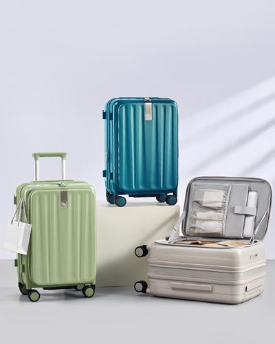 Hanke Top Opening Carry-On - Expandable 16 Inch Airline Approved Spinner - color: Caribbean Blue, size: 20 Inch Expandable