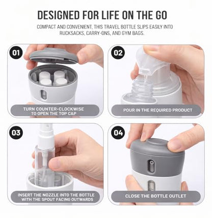 Travigo 4-in-1 Travel Dispenser Bottle Set, TSA Approved, Leak Proof, Reusable 1.4 oz. (40 mL) Toiletry Containers for Shampoo, Conditioner, Soap, Lotion, Skincare (2 Pack, Pink & Gray) - color: 2 Pack (Pink Gray)