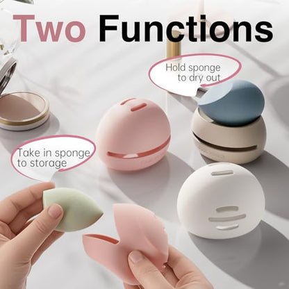 COOL-ANGLE 2-in-1 Makeup Brush and Sponge Holder, Magnetic Silicone Pink - color: D02:Pink, style: Brush+sponge Holder