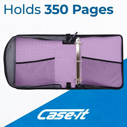 Case-it School Zipper Binder | 2-Inch O-Rings | 350-Sheet | LT-007 Lavender - color: Lavender Lt-007, size: 1 Pack