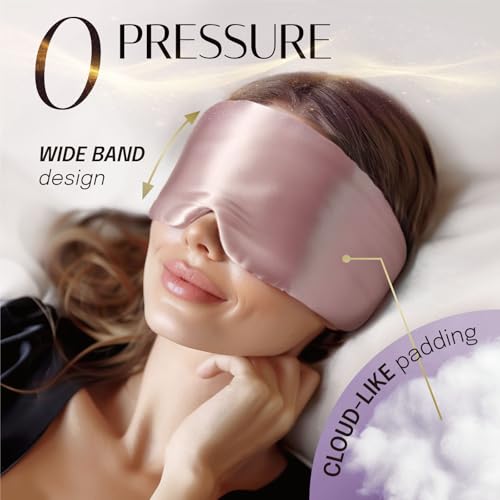 OLESILK 100% Mulberry Silk Sleep Mask, Large Size, Pressureless, Blackout - color: Pink
