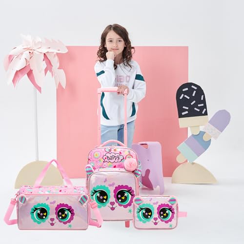 Kids Luggage with Wheels Suitcases Travel Softside Suitcases 16" Carry on Suitcase with Duffle Bag Luggage Sets Airline Approved - color: Pink