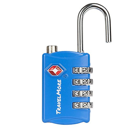 TravelMore 수하물 자물쇠 TSA 승인, 4자리 여행용 콤비네이션 자물쇠 - color: 블루., size: 3개