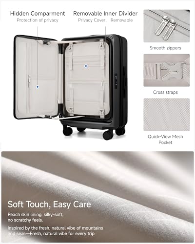 LUGGEX Checked Top Opening Suitcase, Expandable Polycarbonate, Black, 24" - color: Black, size: 24 Inch