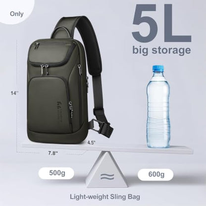 hk Sling Bag for Man, Waterproof Utility Crossbody Bag - color: Green