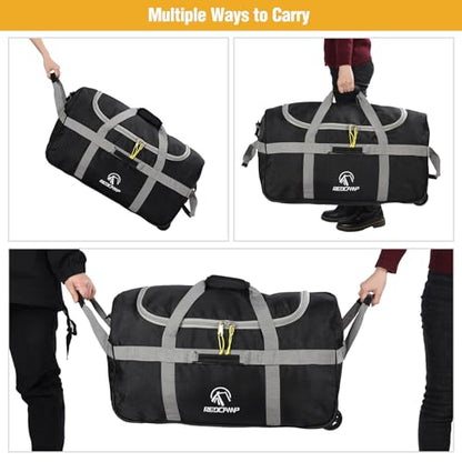 REDCAMP 85L/120L/140L Foldable Duffle Bag with Wheels, Large Travel Duffel Bag - color: 85L Grey (Small)