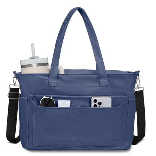 oscaurt Work Tote Bag for Women, 19 Pockets Laptop Tote, Large Teacher Tote - color: Dark Blue