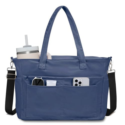 oscaurt Work Tote Bag for Women, 19 Pockets Laptop Tote, Large Teacher Tote - color: Dark Blue