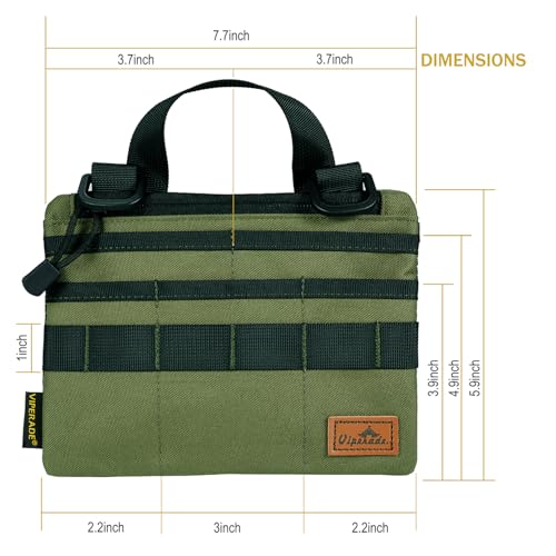 VIPERADE VE5 Slim EDC Pouch with 7 Pockets, Mens Pocket Organizer Multitool Pouch, Mini Crossbody Messenger Bag (No Strap) - color: Green