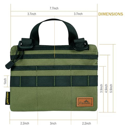 VIPERADE VE5 Slim EDC Pouch with 7 Pockets, Mens Pocket Organizer Multitool Pouch, Mini Crossbody Messenger Bag (No Strap) - color: Green
