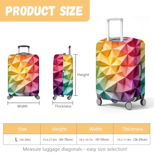 MAYJOYDIY Geometry Luggage Cover Colorful Art Elastic Baggage Covers Dust-Proof Suitcase Sleeve Anti-Scratch Washable Suitcase Protector L Fit 26-28 Inch Luggage - color: Geometry