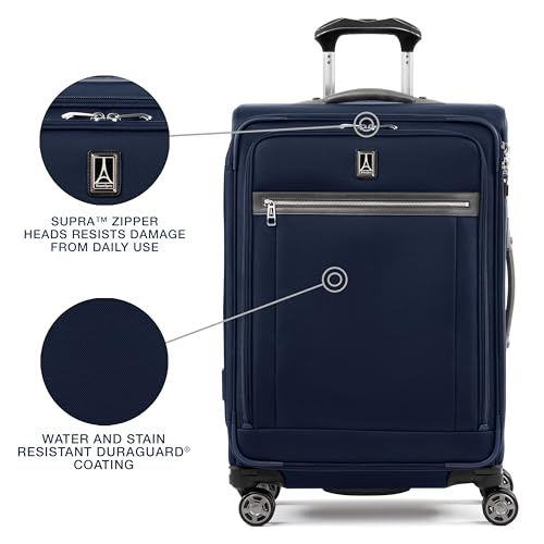 Travelpro Platinum Elite Checked Luggage Spinner, Dark, 25-Inch - color: Dark Blue, size: Checked-Medium 25-Inch