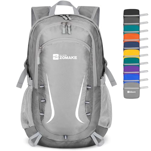 ZOMAKE Lightweight Packable Backpack 35L, Foldable Backpacks Water Resistant Collapsible Light Daypack for Hiking(Silver Grey) - color: Silver Grey B, size: 35L