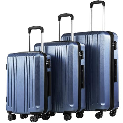 Coolife PC+ABS Hardshell Luggage, TSA Lock, Spinner Wheels, 3-Piece Set - color: ice blue, size: 3-Piece Set (20/24/28 inch)