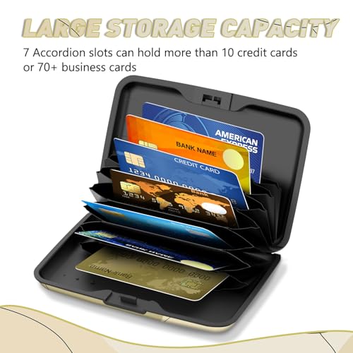 Credit Card Holder, Beige Mini RFID Aluminum Card Wallet Business Card Case - color: Art Modern Brown