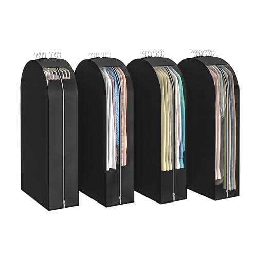 Black Garment Bags for Hanging Clothes, 4-Pack, 43" - color: Black, size: 43 inch