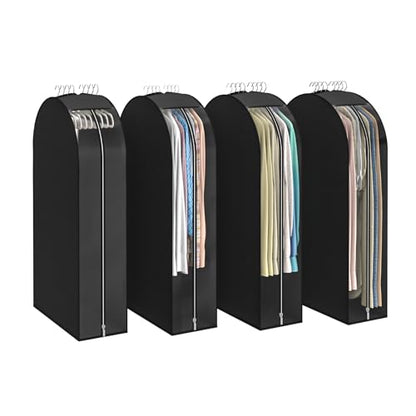 Black Garment Bags for Hanging Clothes, 4-Pack, 43" - color: Black, size: 43 inch