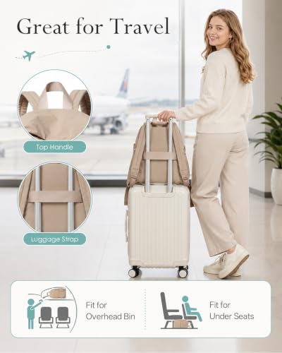 Backpack for Women Men, Travel Backpack Work College Backpack Purse (Beige) - color: Beige