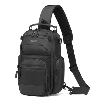 Sling Bag for Men Travel Crossbody Bag Men Casual Chest Pack - color: Black