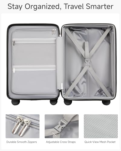 LUGGEX 21 Inch Carry On Luggage with Spinner Wheels, Charcoal Metallic - color: Charcoal Metallic, size: Carry-On 21-Inch