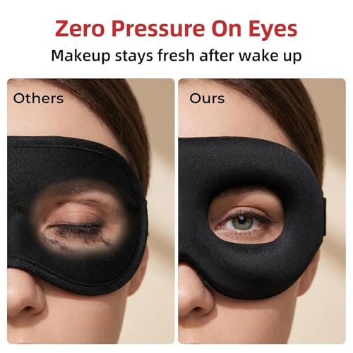 3D Contoured Sleep Mask, Soft Breathable Eye Mask for Sleeping, Light Blocking Blindfold with Adjustable Strap, Comfortable Night Eye Cover for Travel, Nap, Night Shift (1 Black & 1 Pink) - color: 1 Black & 1 Pink