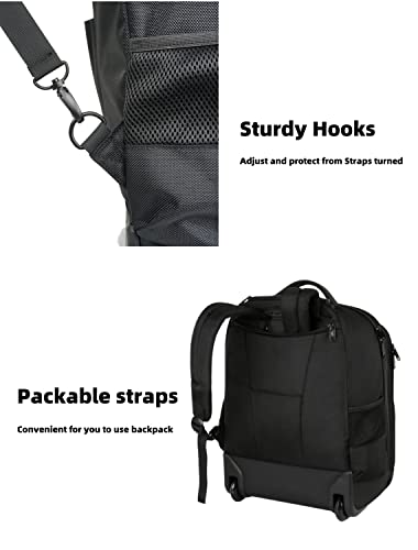 MATEIN Wheeled Backpack, 18 inch Laptop Backpack with Wheels - color: Black, size: 18-inch