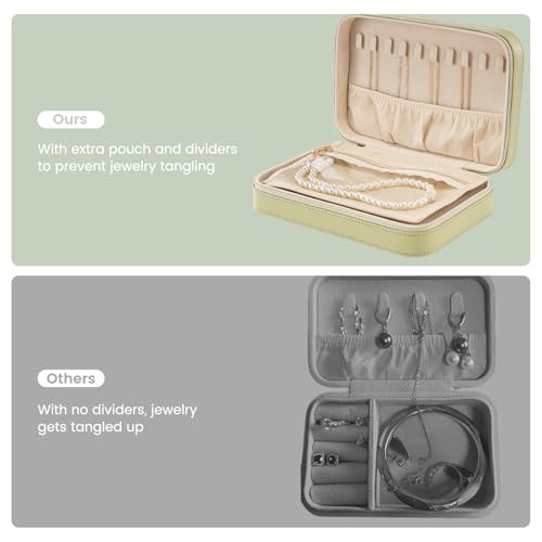Lolalet Travel Jewelry Case for Women Girls -Medium, Green - color: Green, size: Medium (8.46"W*5.71"D*2.17"H)
