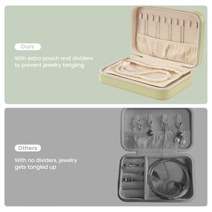 Lolalet Travel Jewelry Case for Women Girls -Medium, Green - color: Green, size: Medium (8.46"W*5.71"D*2.17"H)
