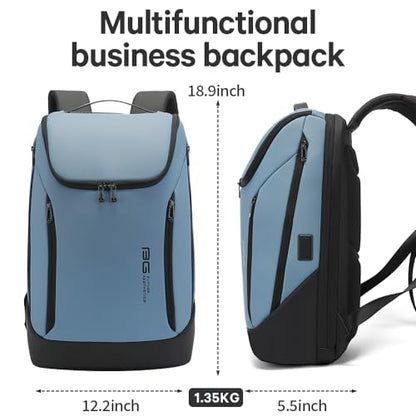 BANGE Business Smart Backpack Waterproof fit 15.6 Inch Laptop Backpack with USB Charging Port,Travel Durable Backpack - color: Light Blue, size: Medium