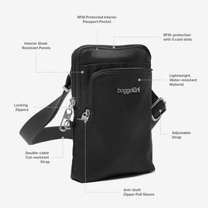 Baggallini Women's Securtex Anti-theft Activity Crossbody Bag - color: Black