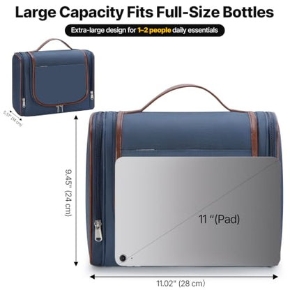 ZAHNI Toiletry Bag for Men, Large Hanging Travel Toiletry Bag, Navy - color: Navy