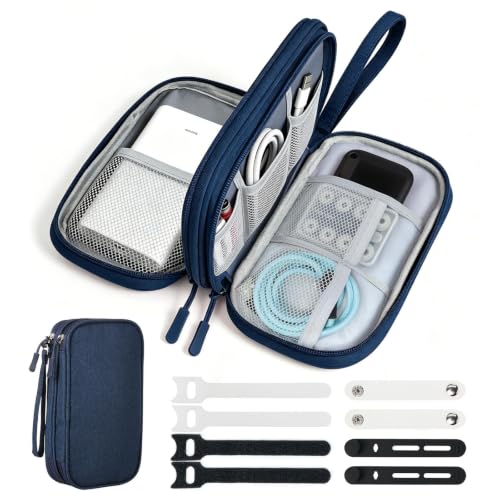 Double Layer Electronics Organizer Bag, Navy Blue - color: Navy Blue, size: Medium