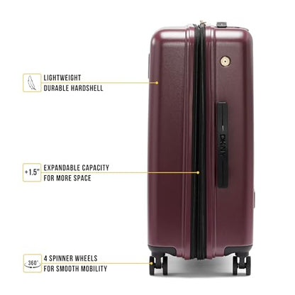 DKNY On the Go 25" Hardshell Lightweight Expandable Checked Luggage with Spinner Wheels,Burgundy - color: Burgundy, size: 25" Checked Luggage