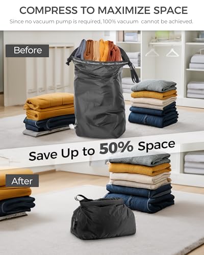 Travel Laundry Bag, Pump-Free Vacuum Compression Dirty Clothes Bag, Reusable Waterproof & Washable Laundry Bag, Wet and Dry Bag, Ideal for Suitcases, Road Trip Essentials (2 Pcs, M+M) Black - color: Black, size: 17.5" L × 13.5" W × 5" H (2PS)
