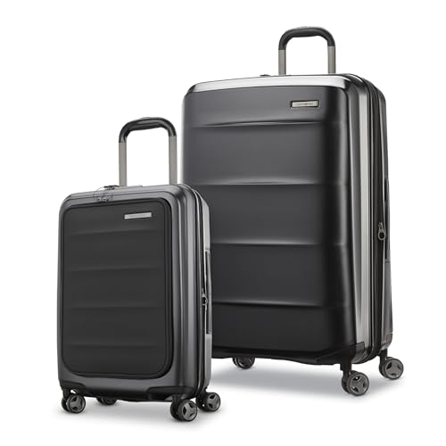 Samsonite 2 Piece Luggage Set with 21/28” Hardside Lightweight Octiv (Carry-On Pro with Front Pocket & Large Checked) Expandable, Four Spinner Wheels, Adjustable Handle, TSA Approved Lock - Black - color: Stealth Black, size: 2-Piece Set (Pro 21 with Fron