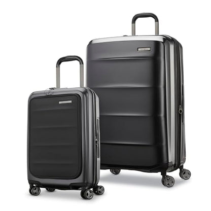 Samsonite 2 Piece Luggage Set with 21/28” Hardside Lightweight Octiv (Carry-On Pro with Front Pocket & Large Checked) Expandable, Four Spinner Wheels, Adjustable Handle, TSA Approved Lock - Black - color: Stealth Black, size: 2-Piece Set (Pro 21 with Fron