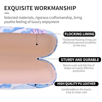 PERFECTSIGHT Hard Shell Eyeglasses Case, PU Leather Protective Glasses Case, Cute Eyeglass Case for Women Men Girls - color: Shark