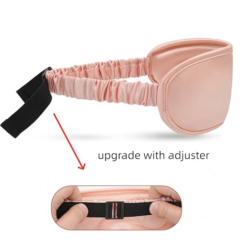 ALASKA BEAR Upgraded Silk Eye Mask with Deep Contour Molded Cups for Beauty Sleep & Lashes Extensions, Zero Pressure Sleeping Eye Cover with Silk-Cover Adjustable Strap - color: P-pink
