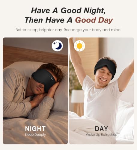 Modal Premium Sleep Mask for Men Women - Sleep Mask w Bluetooth Headphones - color: Elegant Black