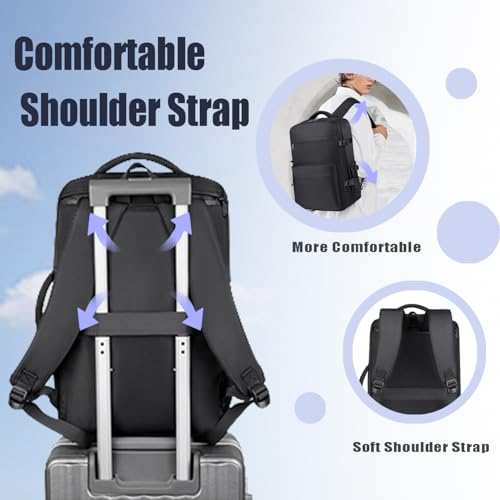 Vacuum-sealed travel computer backpack, Water-Resistant, With vacuum pump, Multiple Compartments, Anti-theft combination lock (jet black)