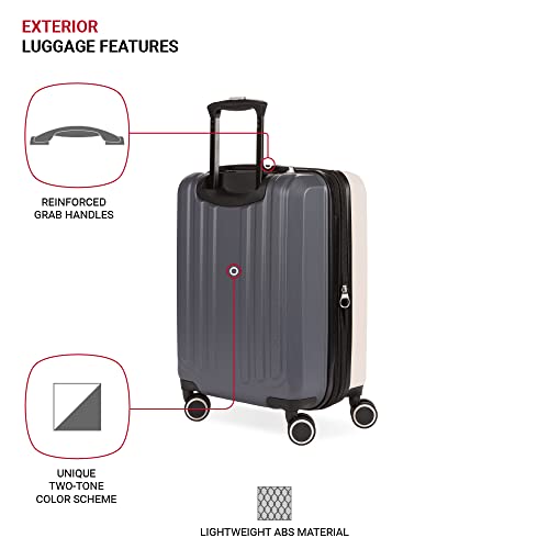 SwissGear Duet Expandable Luggage Set, 3-Piece Hardside Luggage Set with Spinner Wheels - color: Pink/Dark Grey, size: 3-Piece Set (19/24/28)