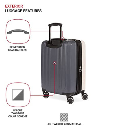 SwissGear Duet Expandable Luggage Set, 3-Piece Hardside Luggage Set with Spinner Wheels - color: Pink/Dark Grey, size: 3-Piece Set (19/24/28)