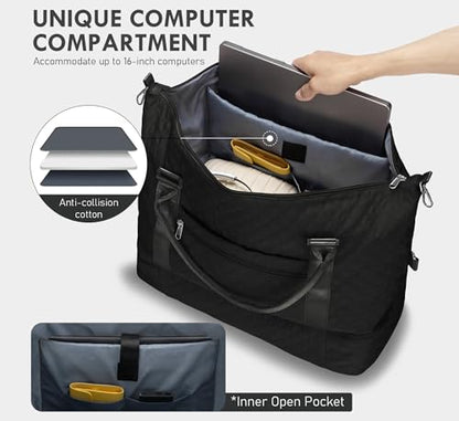 WOOMADA Initial Duffle Bag with Shoe Compartment,Personalized Weekender Bag, Overnight Bag for Women Girls, Gym Bag with Toiletry Bag - color: BLack, style: B
