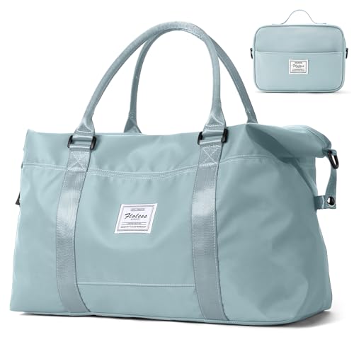 Travel Duffel Bag, Carry On Overnight Weekender Bags for Women - color: Light Blue, size: Large