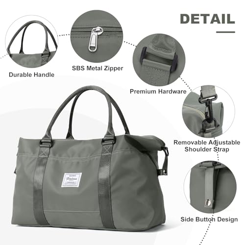 Travel Duffel Bag, Carry On Overnight Weekender Bags for Women - color: A1-Olive Green, style: Extra Large Travel Bag